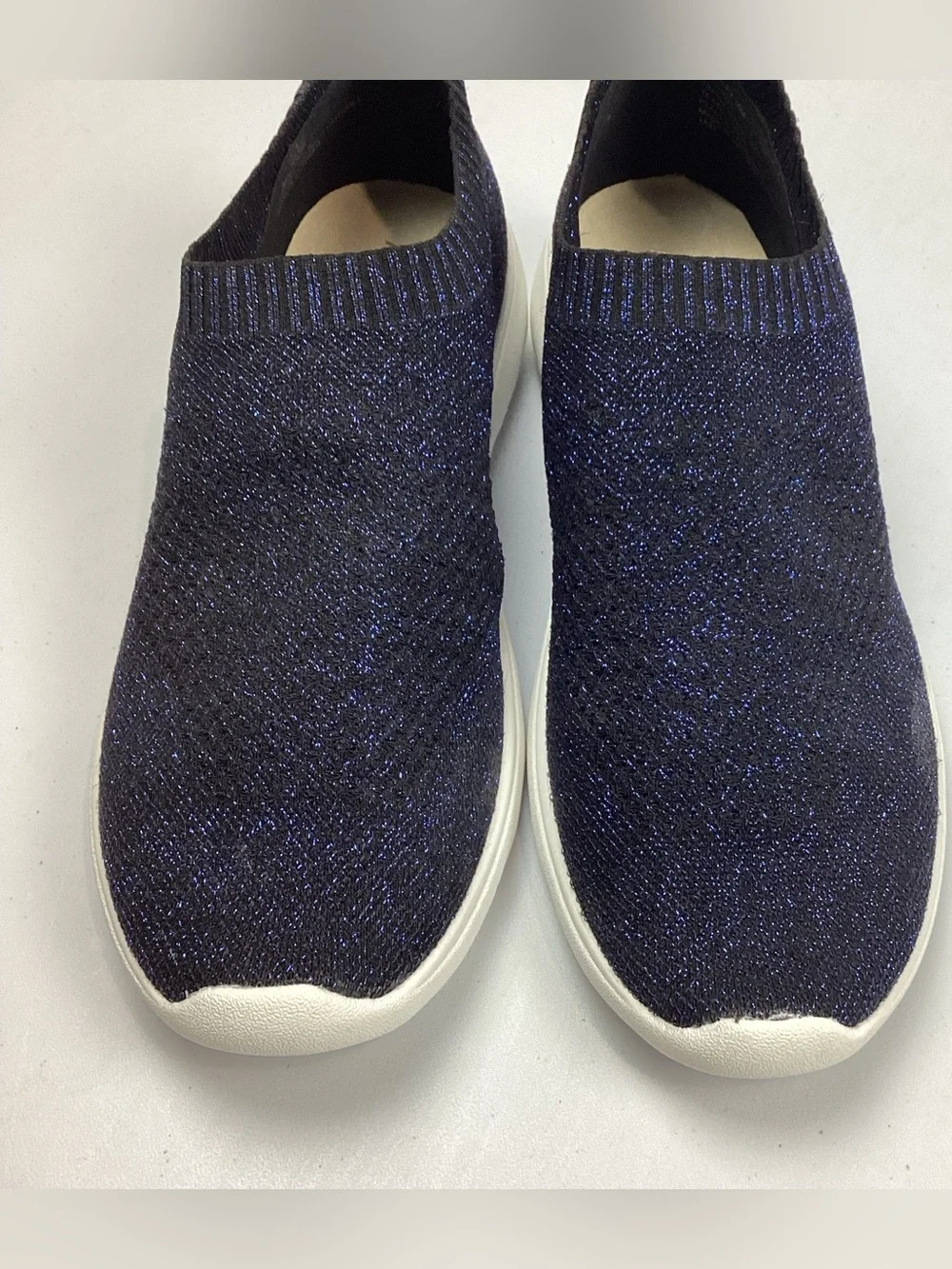 Anne Klein Blue Wiley Sparkle Sock Slip On Shoes Sneakers Size 10